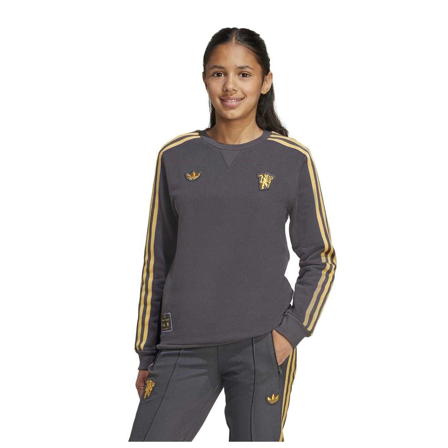 Black - Front - Adidas Childrens-Kids Terrace Icons Manchester United FC Sweatshirt