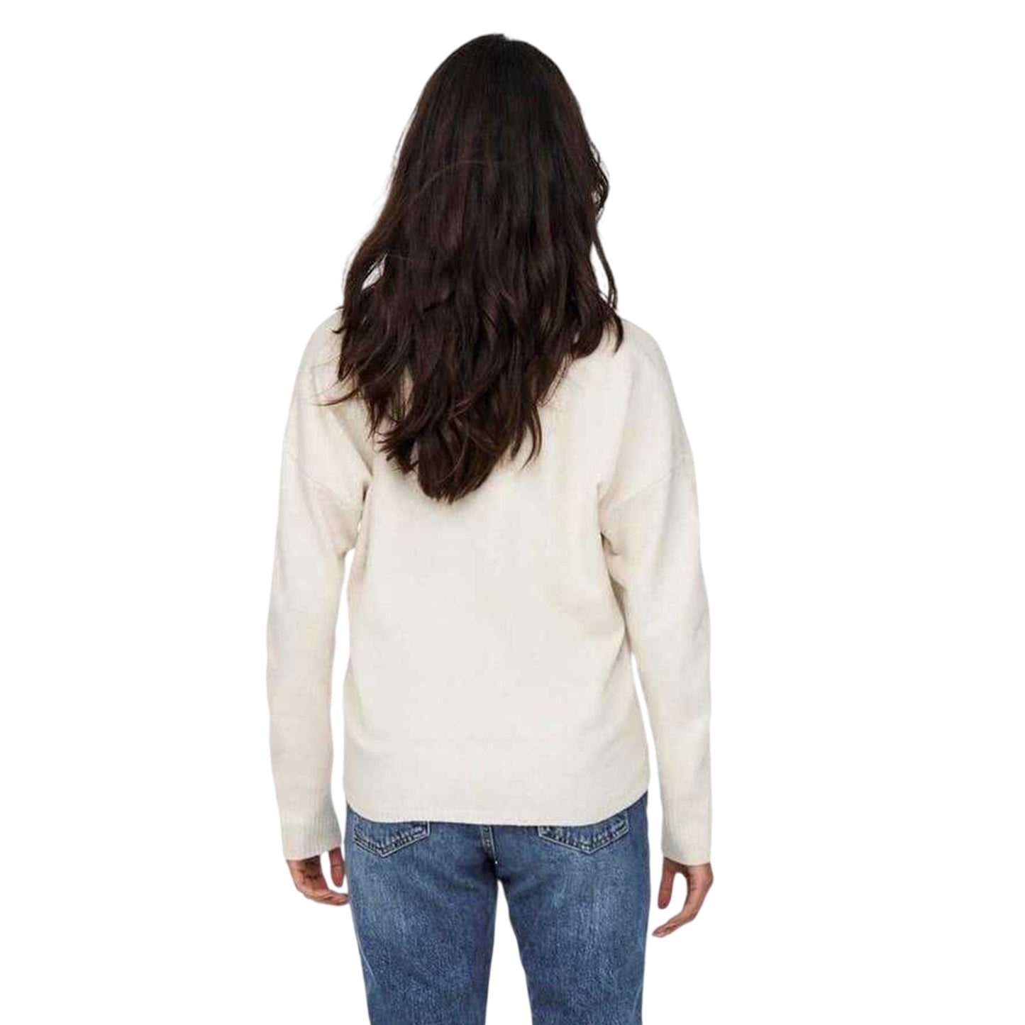 Birch Marl - Back - Only Womens-Ladies Rica V Neck Jumper