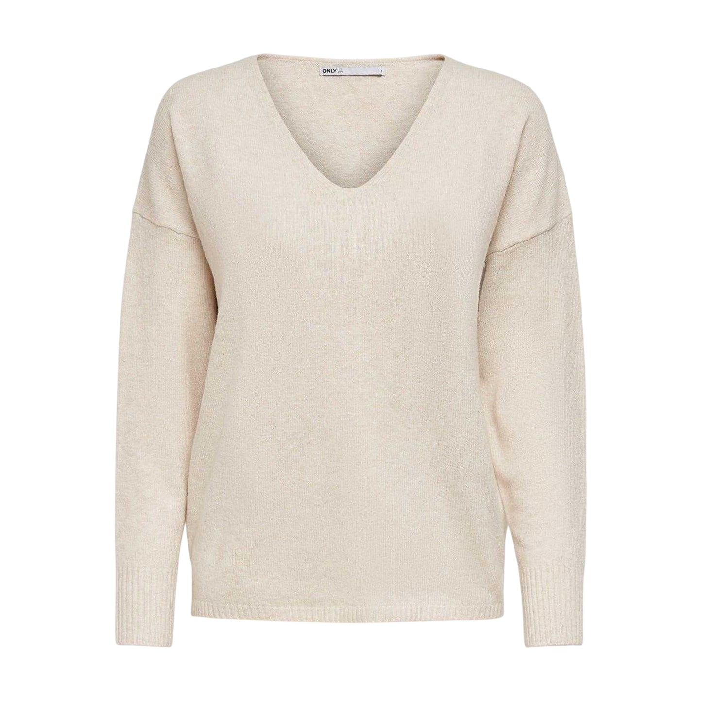 Birch Marl - Front - Only Womens-Ladies Rica V Neck Jumper