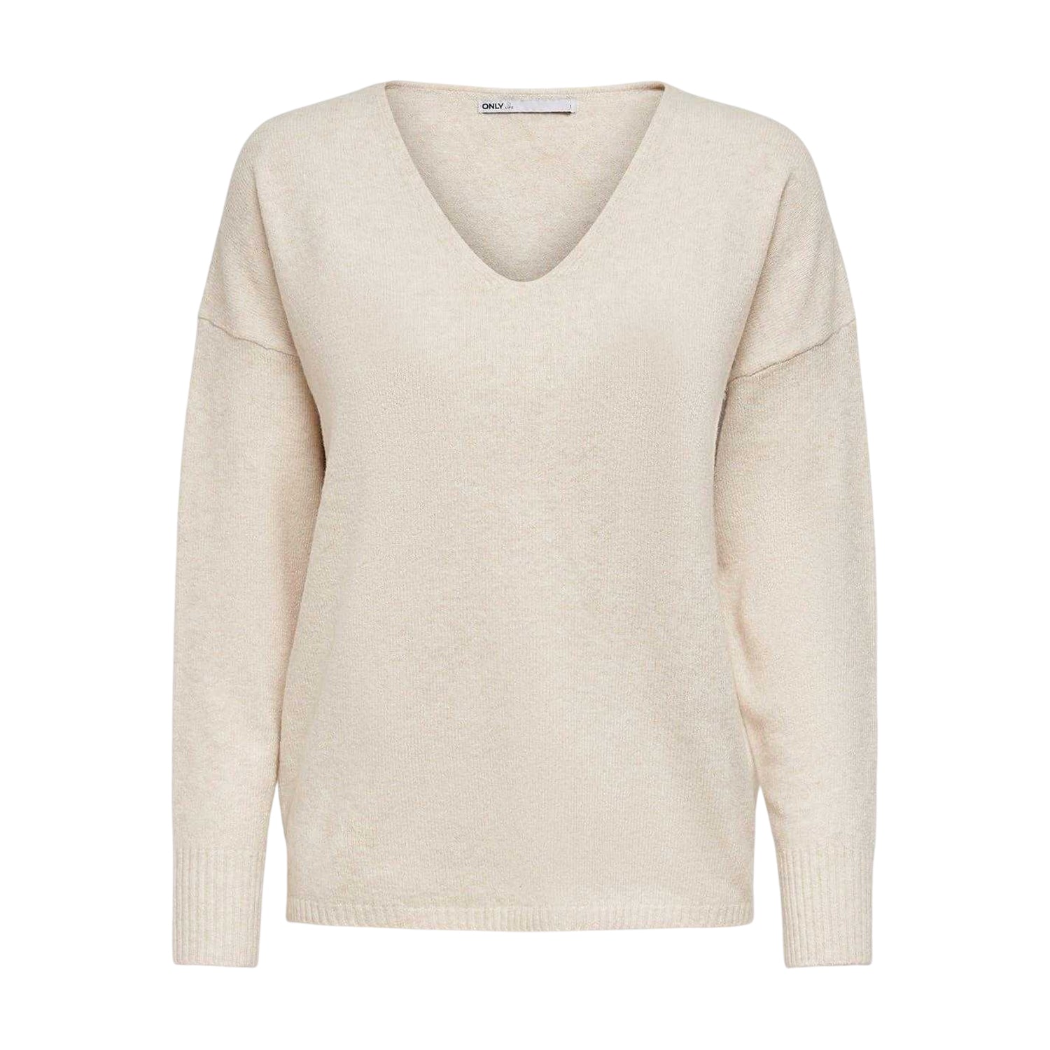 Birch Marl - Front - Only Womens-Ladies Rica V Neck Jumper