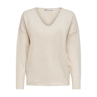 Birch Marl - Front - Only Womens-Ladies Rica V Neck Jumper