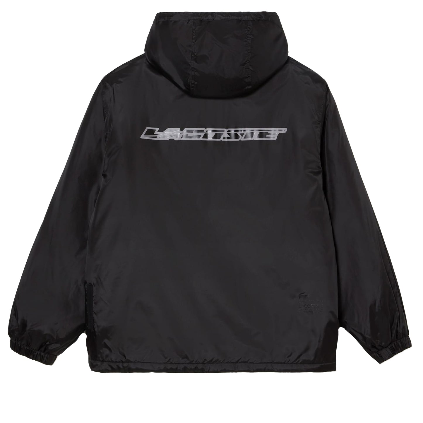 Black - Back - Lacoste Mens Hooded Quilted Cropped Padded Jacket