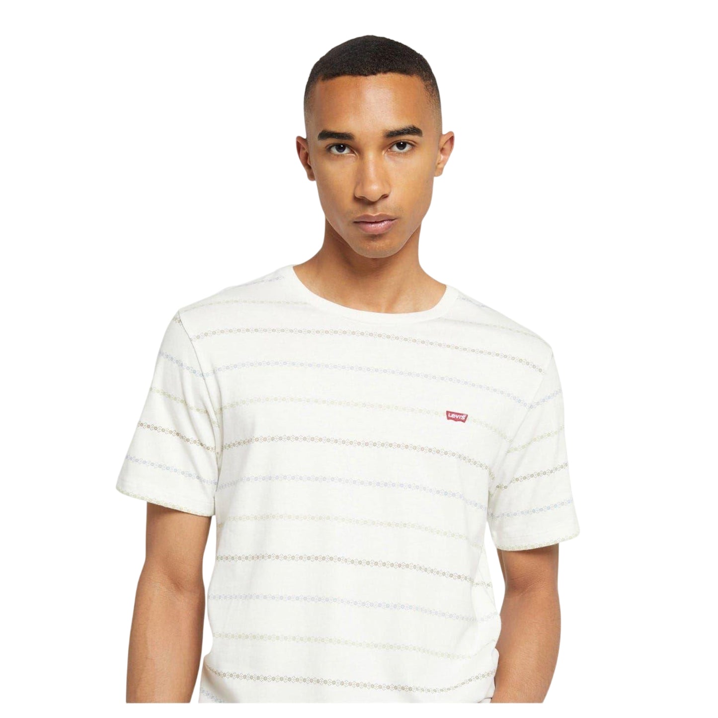 White - Side - Levis Mens Original Striped T-Shirt
