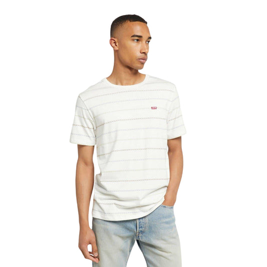 White - Front - Levis Mens Original Striped T-Shirt