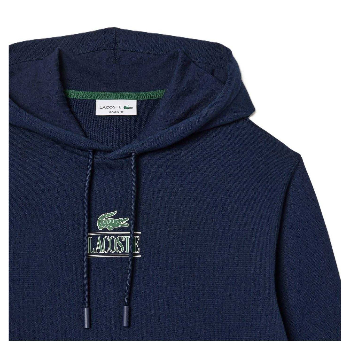 Navy Blue - Side - Lacoste Mens Logo Hoodie