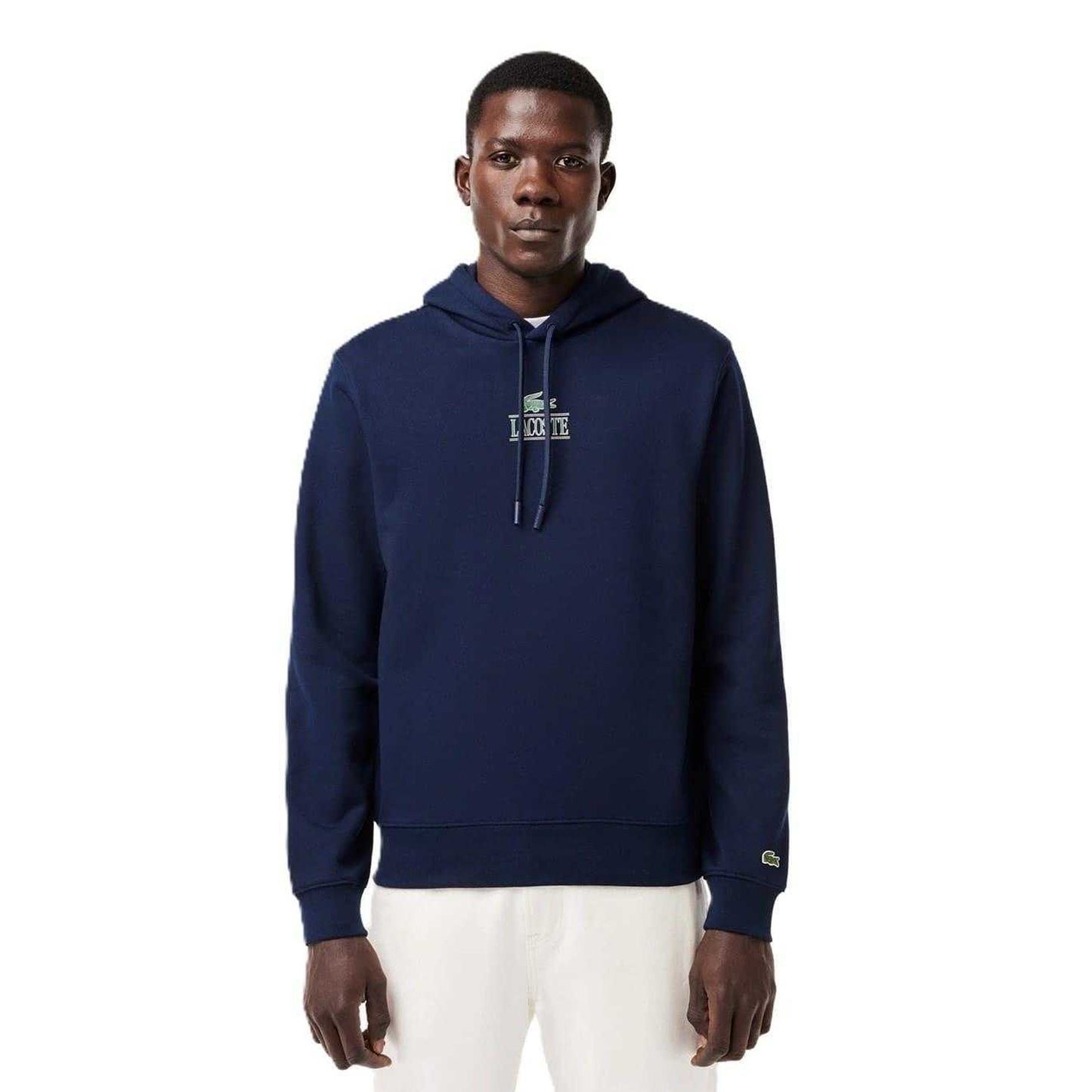 Navy Blue - Front - Lacoste Mens Logo Hoodie