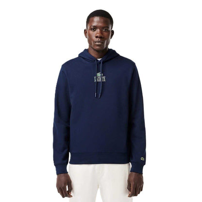 Navy Blue - Front - Lacoste Mens Logo Hoodie