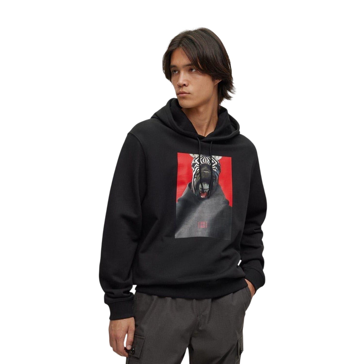 Black - Lifestyle - Hugo Mens Zebra Hoodie