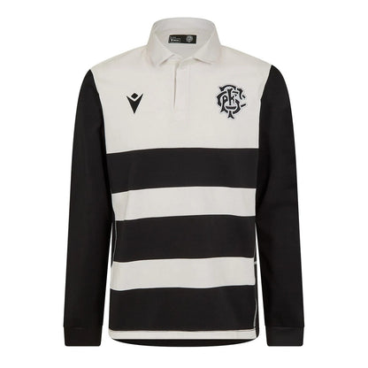 Black-White - Front - Macron Unisex Adult Barbarians 24-25 Long-Sleeved Home Shirt