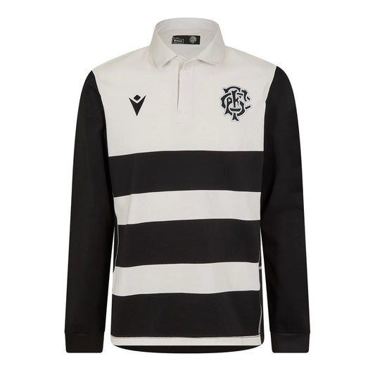 Black-White - Front - Macron Unisex Adult Barbarians 24-25 Long-Sleeved Home Shirt