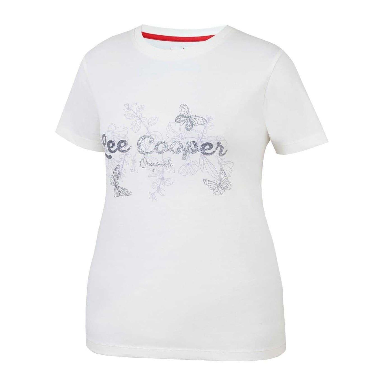 Cream - Side - Lee Cooper Womens-Ladies Classic T-Shirt