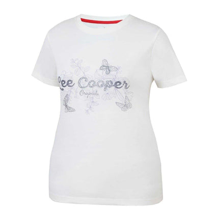 Cream - Side - Lee Cooper Womens-Ladies Classic T-Shirt