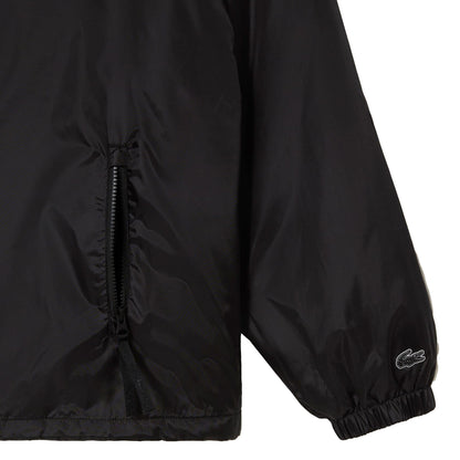 Black - Side - Lacoste Mens Hooded Quilted Cropped Padded Jacket