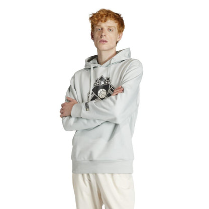 Silver - Side - Adidas Mens Graphic Hoodie