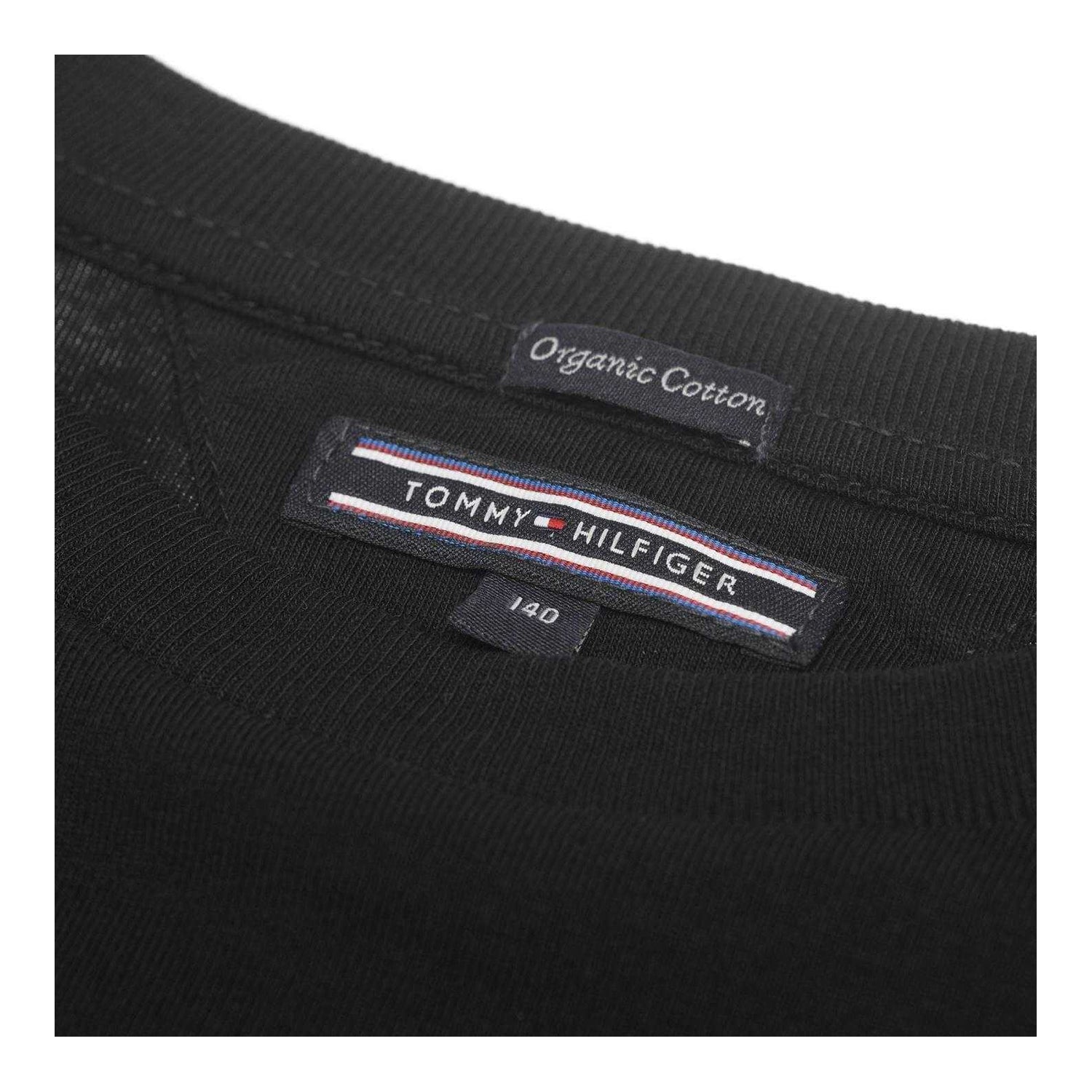 Black - Side - Tommy Hilfiger Childrens-Kids Original Embroidered Logo T-Shirt