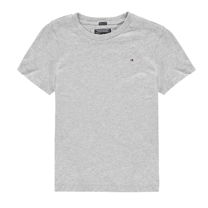 Grey - Front - Tommy Hilfiger Childrens-Kids Original Embroidered Logo T-Shirt