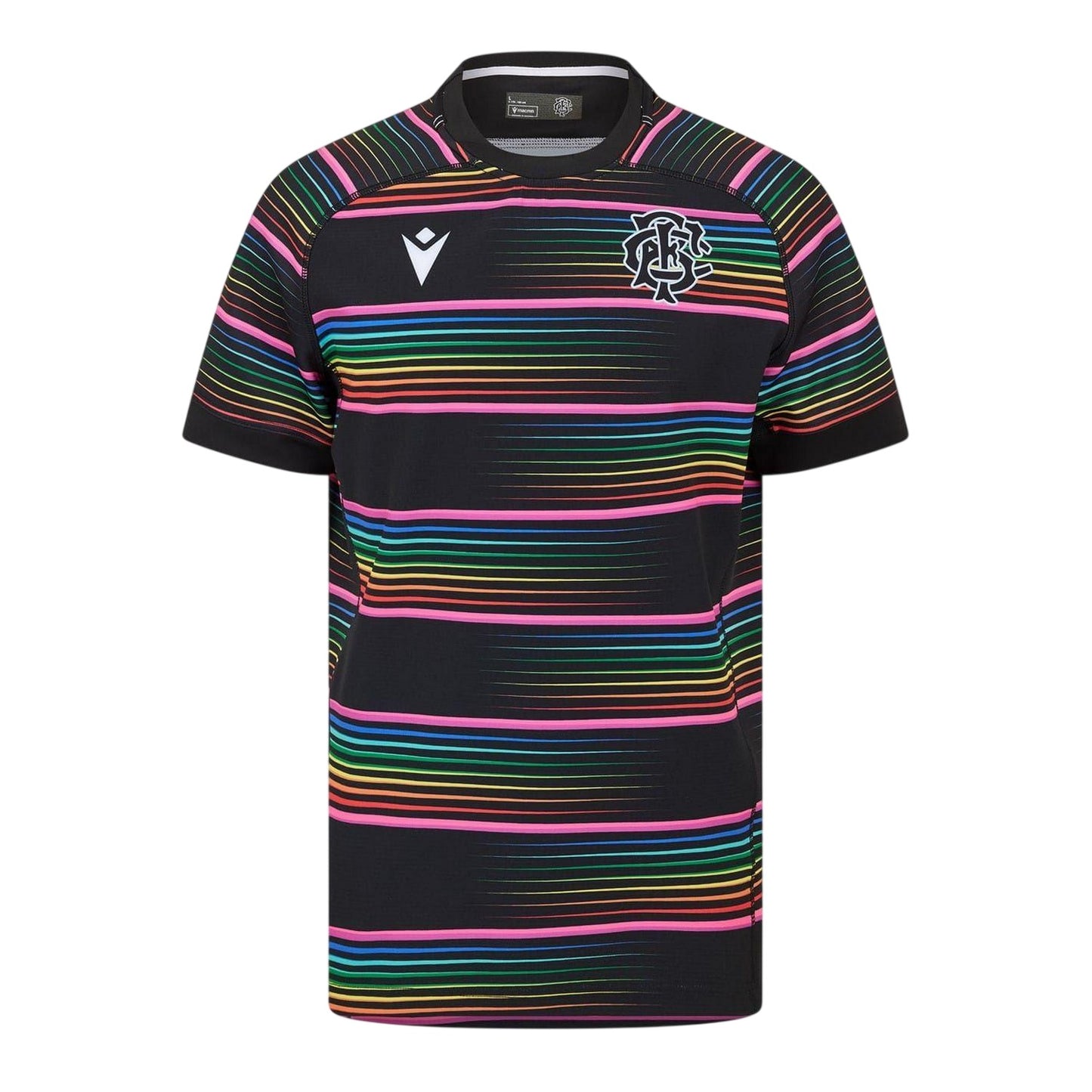 Black-Pink - Front - Macron Mens Barbarians 24-25 Rainbow Striped Training Shirt