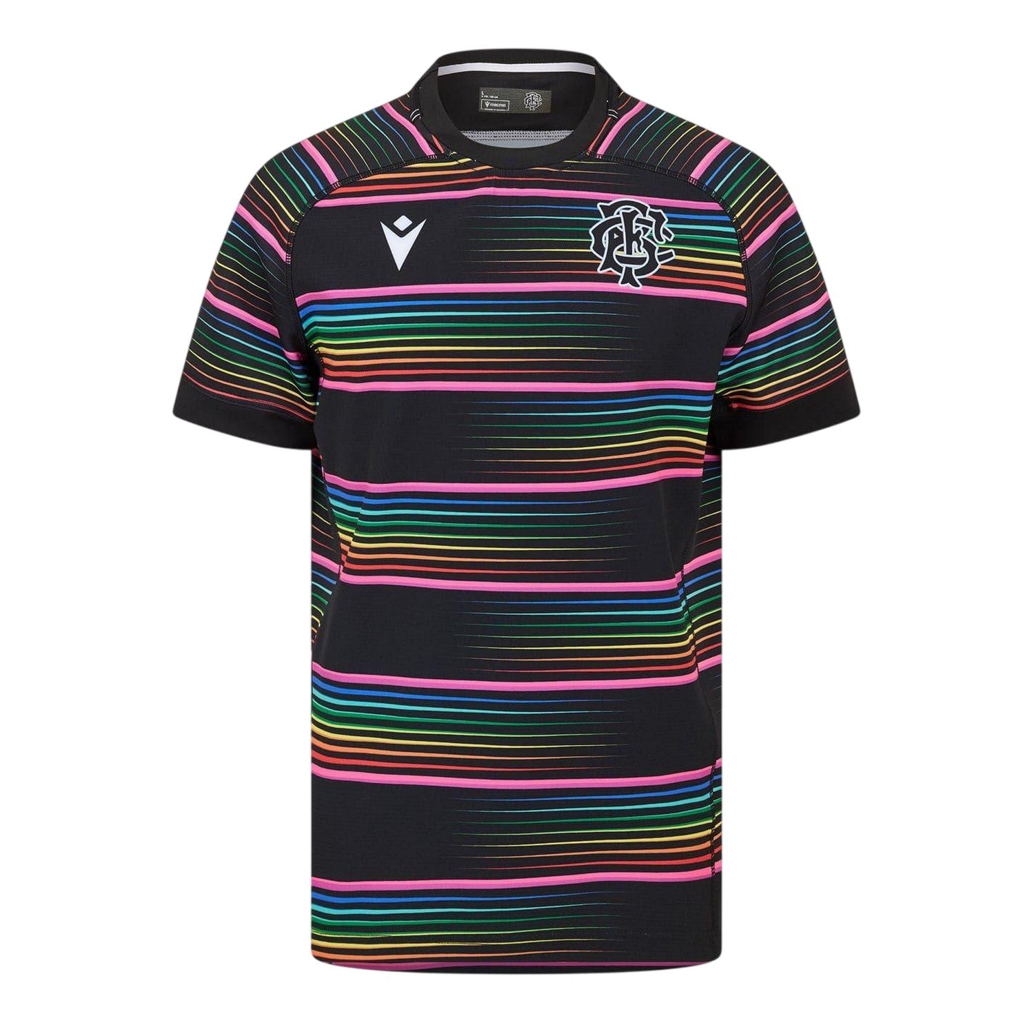 Black-Pink - Front - Macron Mens Barbarians 24-25 Rainbow Striped Training Shirt