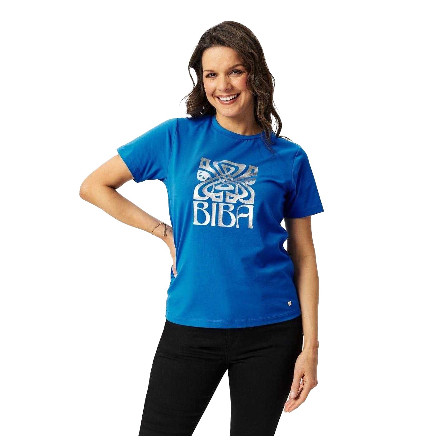 Blue - Side - Biba Womens-Ladies Logo T-Shirt