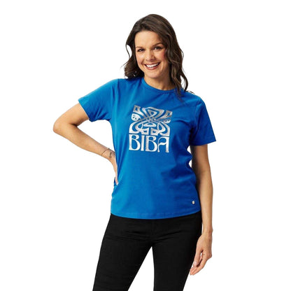Blue - Side - Biba Womens-Ladies Logo T-Shirt