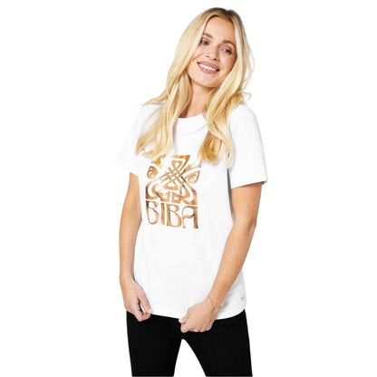 White - Lifestyle - Biba Womens-Ladies Logo T-Shirt