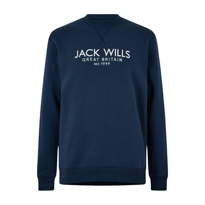 Navy - Front - Jack Wills Mens Belvue Embroidered Logo Sweatshirt