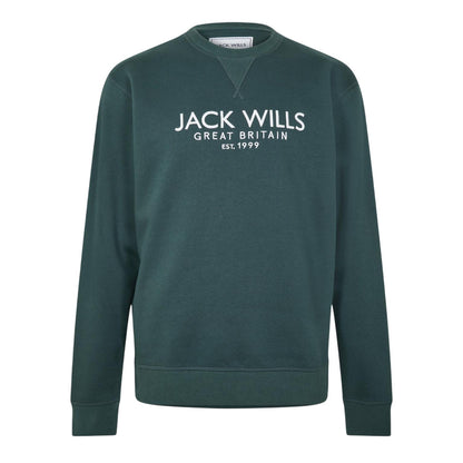 Pine - Front - Jack Wills Mens Belvue Embroidered Logo Sweatshirt