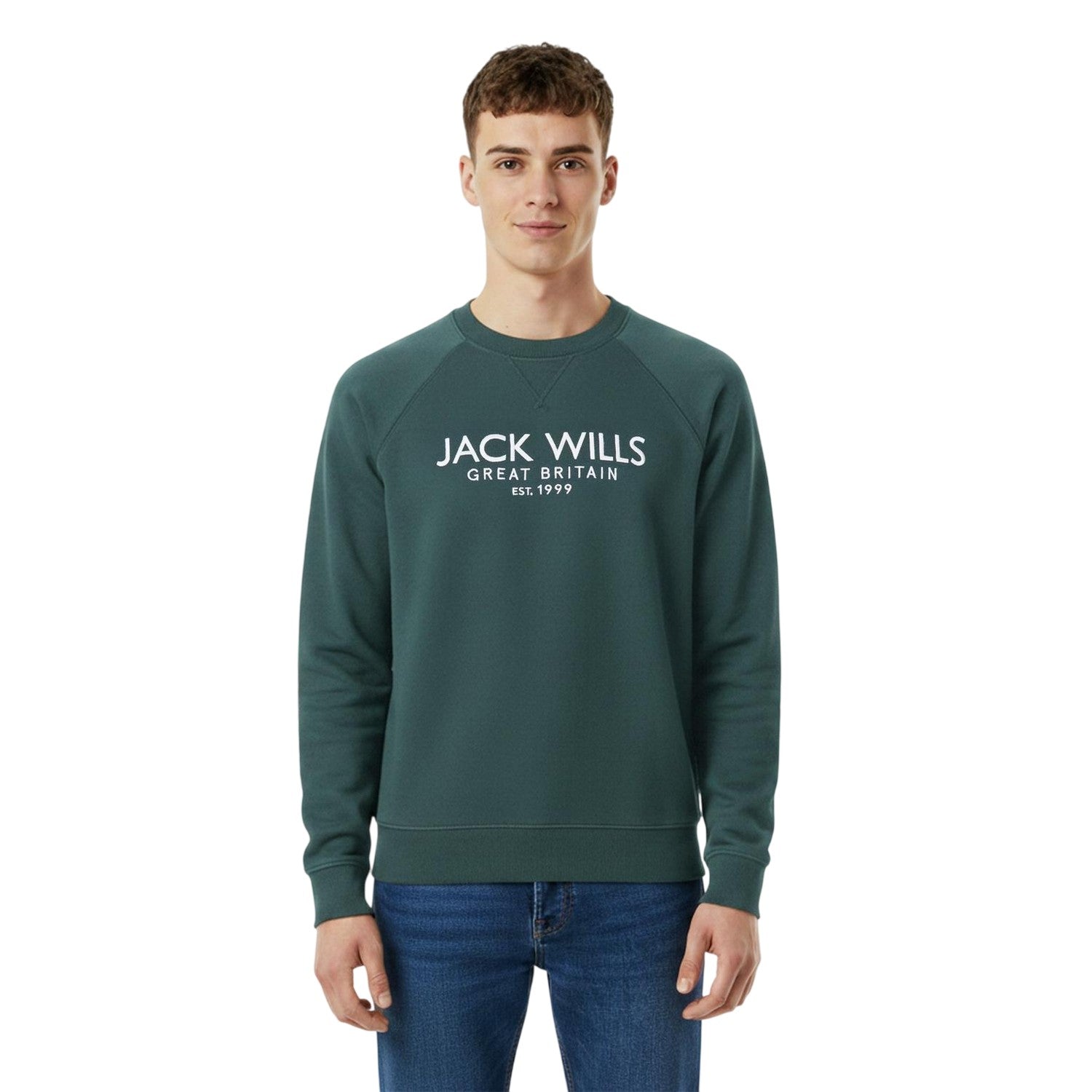 Pine - Side - Jack Wills Mens Belvue Embroidered Logo Sweatshirt