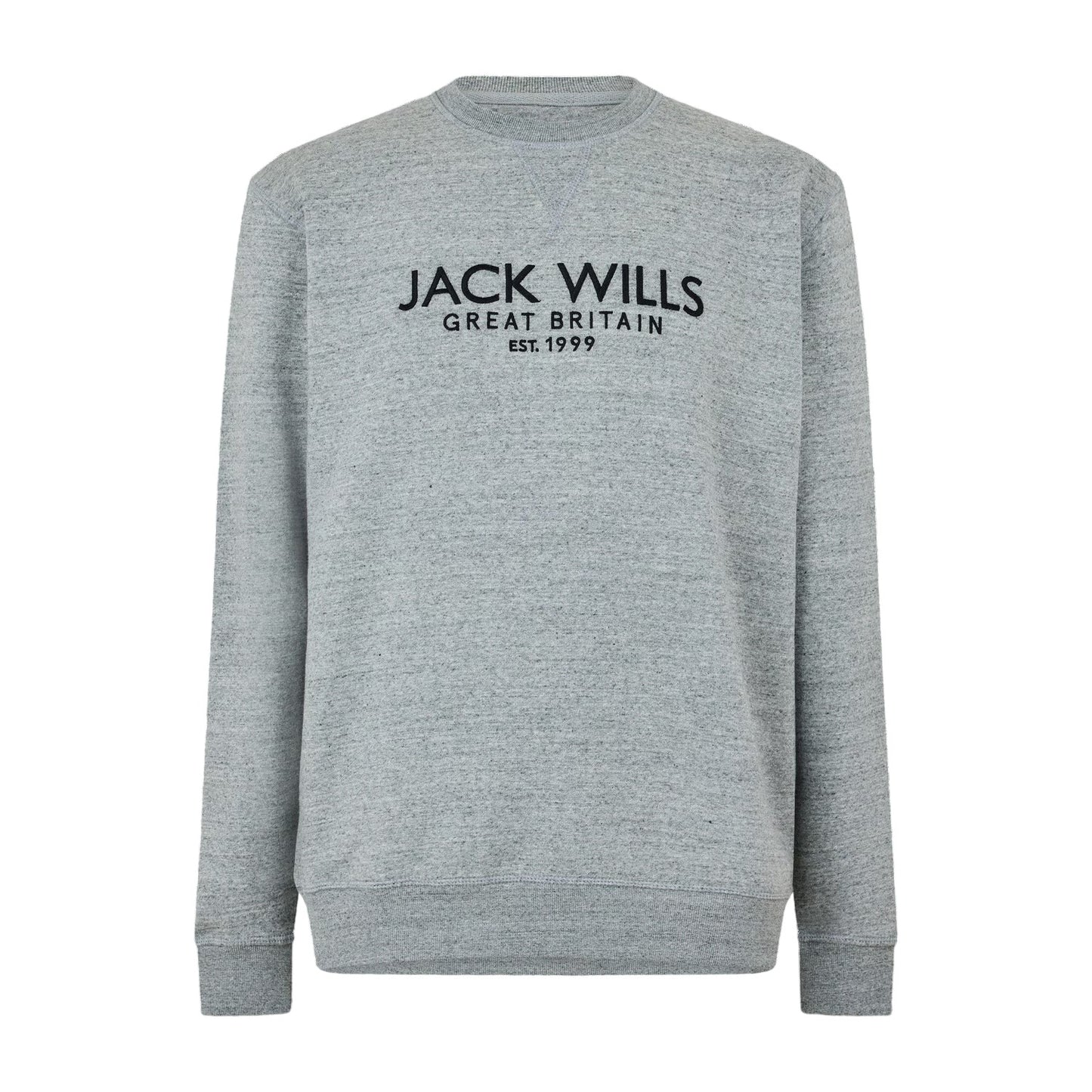 Grey Marl - Front - Jack Wills Mens Belvue Embroidered Logo Sweatshirt
