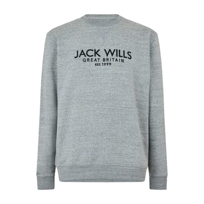 Grey Marl - Front - Jack Wills Mens Belvue Embroidered Logo Sweatshirt