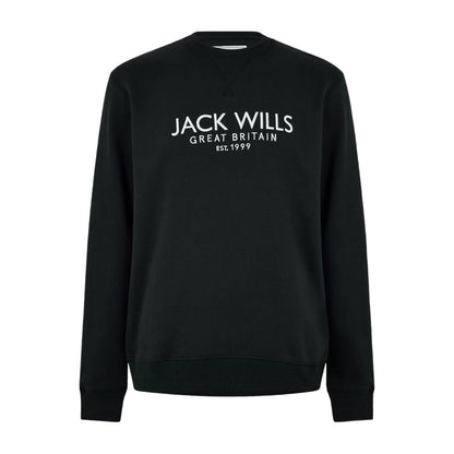 Black - Front - Jack Wills Mens Belvue Embroidered Logo Sweatshirt