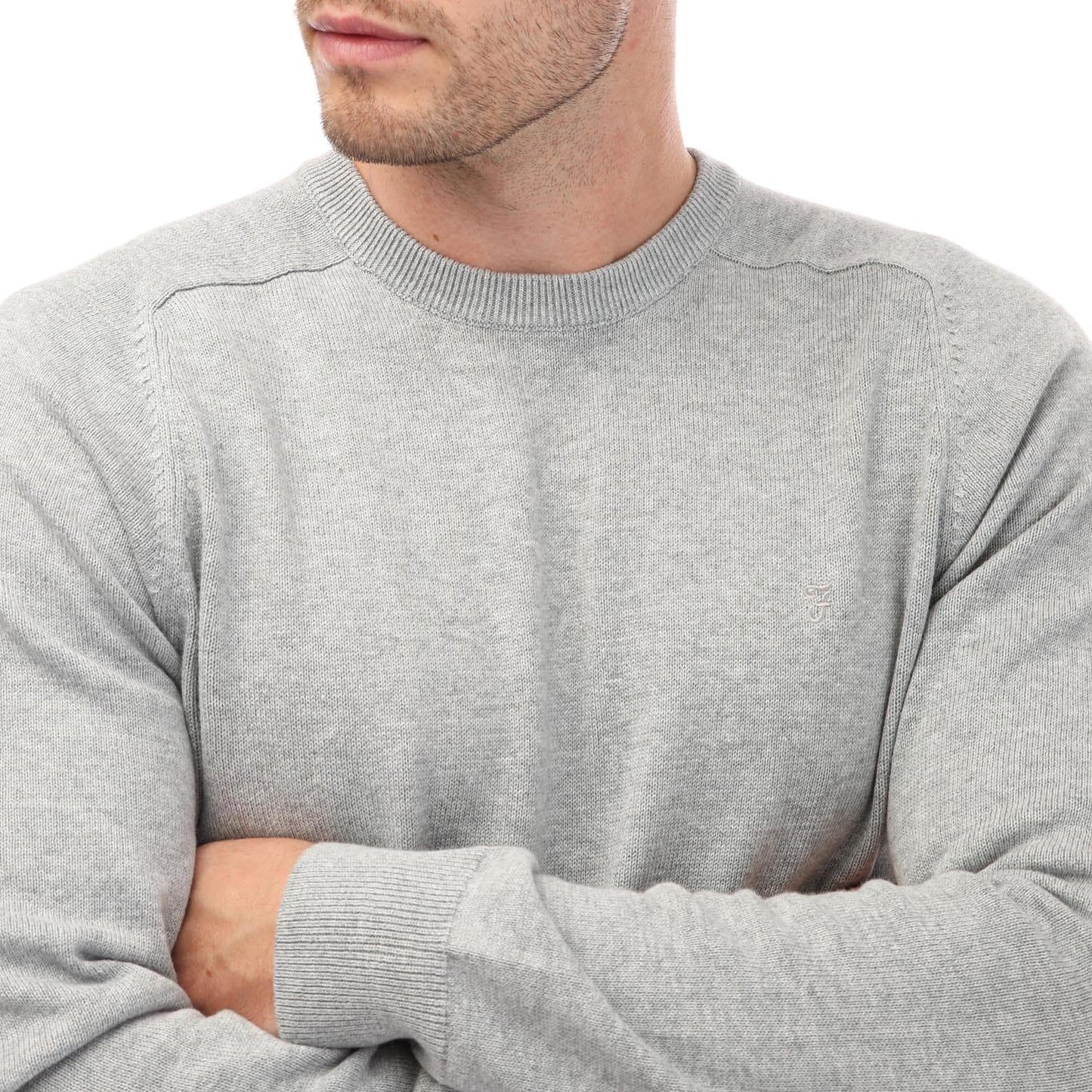 Grey - Side - Farah Mens Stern Crew Neck Sweatshirt