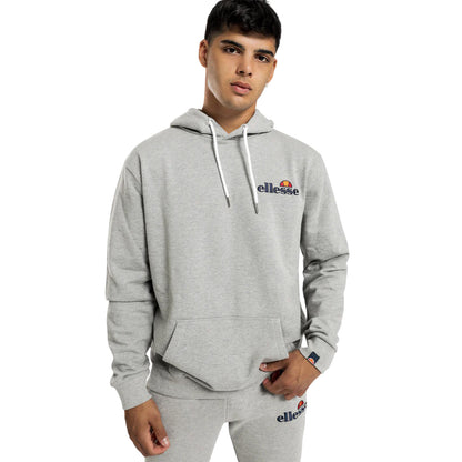 Grey Marl - Side - Ellesse Mens Embroidered Logo Hoodie