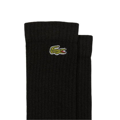 Black - Back - Lacoste Unisex Adult Logo Cotton Crew Socks (Pack of 3)