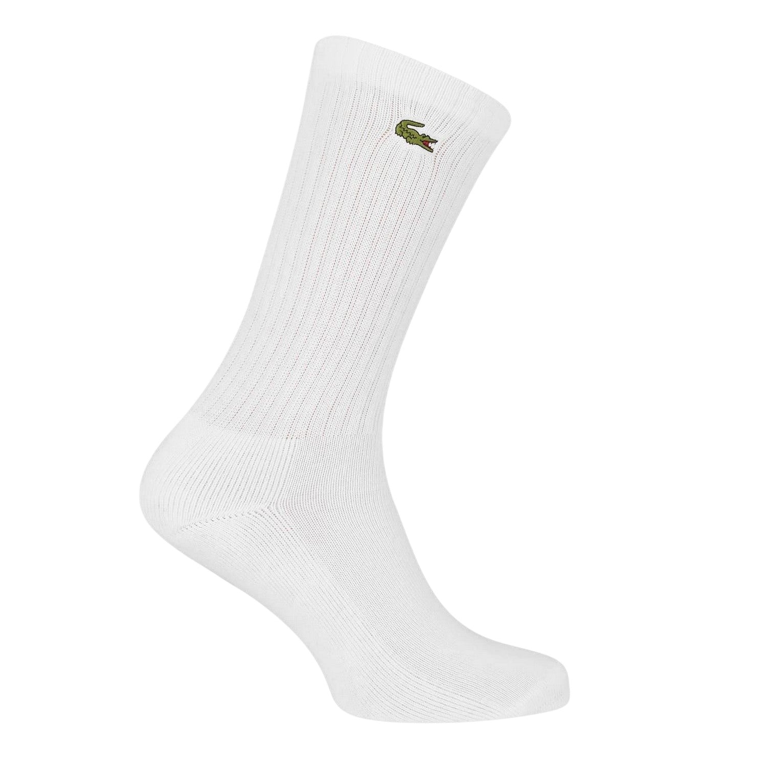 White - Back - Lacoste Unisex Adult Logo Cotton Crew Socks (Pack of 3)