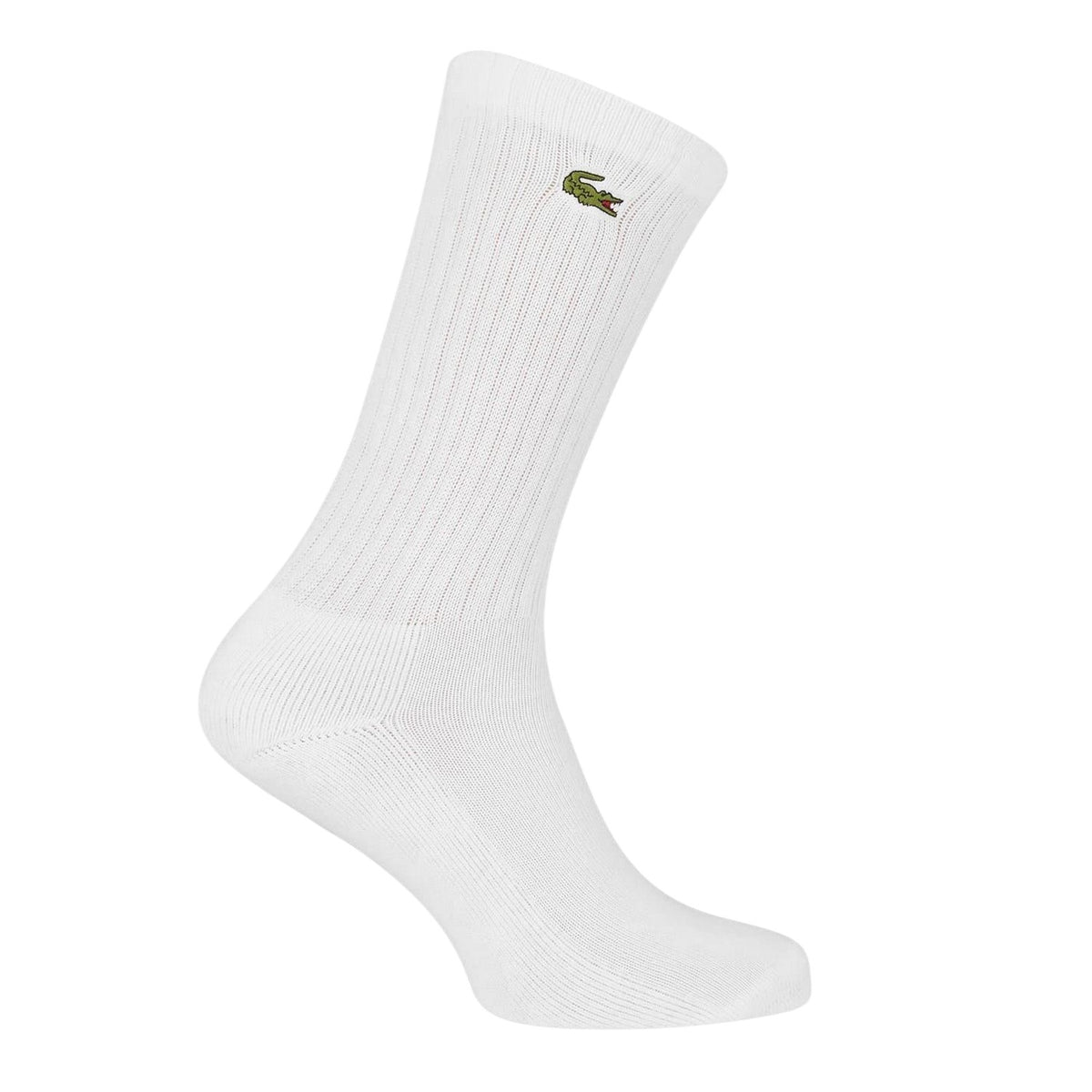 White - Back - Lacoste Unisex Adult Logo Cotton Crew Socks (Pack of 3)