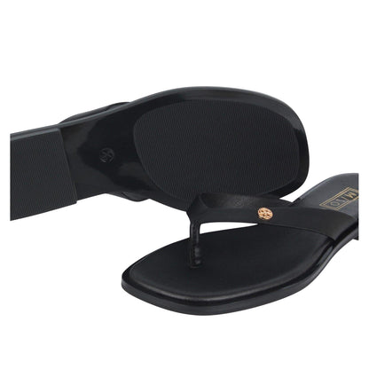 Black - Side - Miso Womens-Ladies Toe Post Flat Sandals