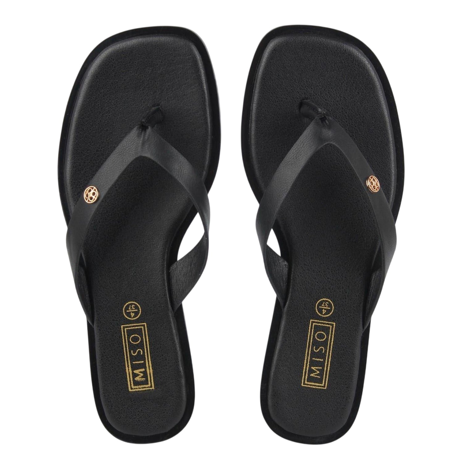 Black - Lifestyle - Miso Womens-Ladies Toe Post Flat Sandals