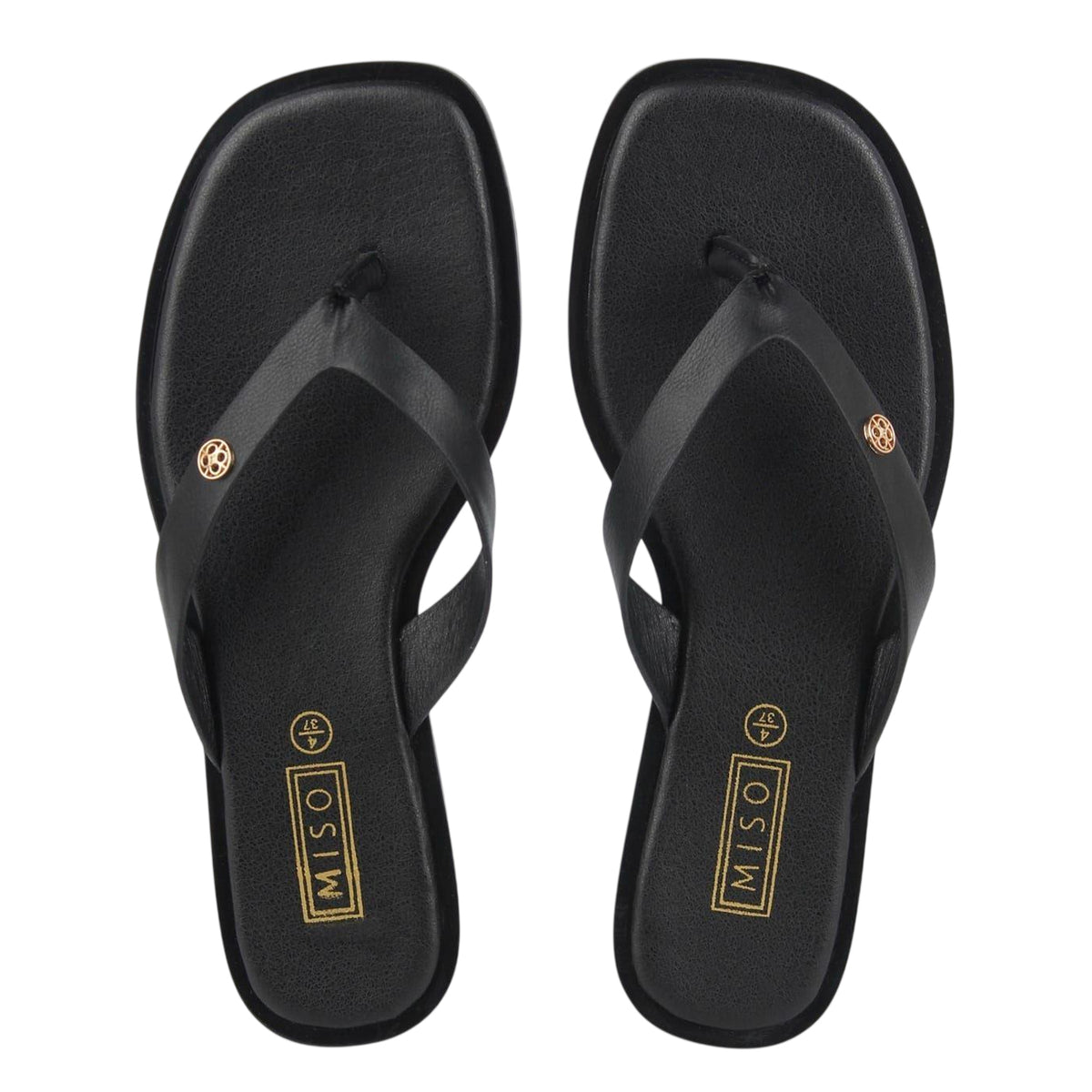 Black - Lifestyle - Miso Womens-Ladies Toe Post Flat Sandals