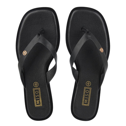 Black - Lifestyle - Miso Womens-Ladies Toe Post Flat Sandals