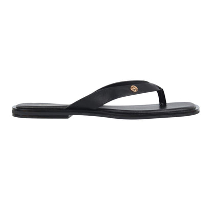 Black - Front - Miso Womens-Ladies Toe Post Flat Sandals