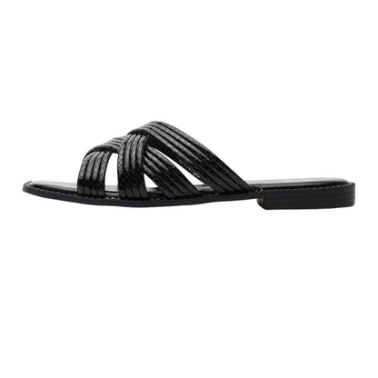Black - Back - Where´s That From Womens-Ladies Crete Snakeskin Sandals