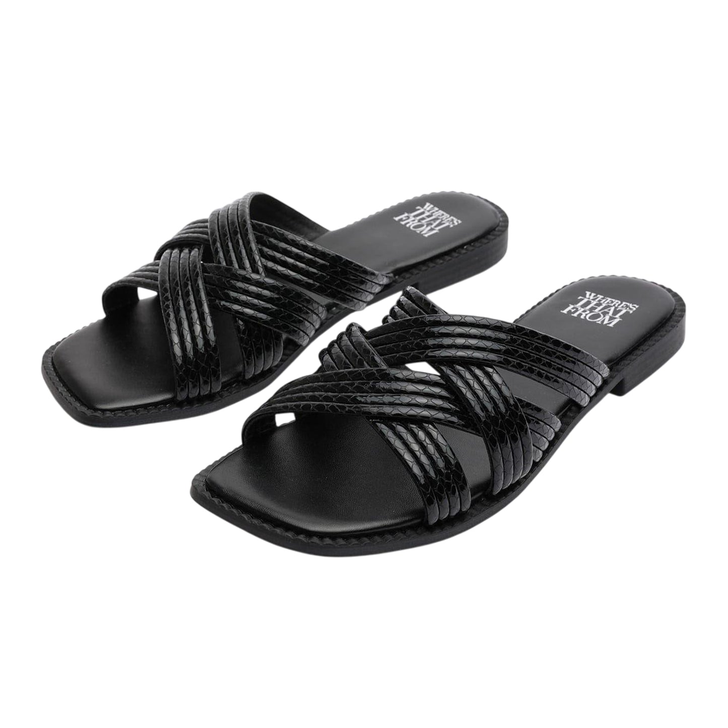 Black - Front - Where´s That From Womens-Ladies Crete Snakeskin Sandals