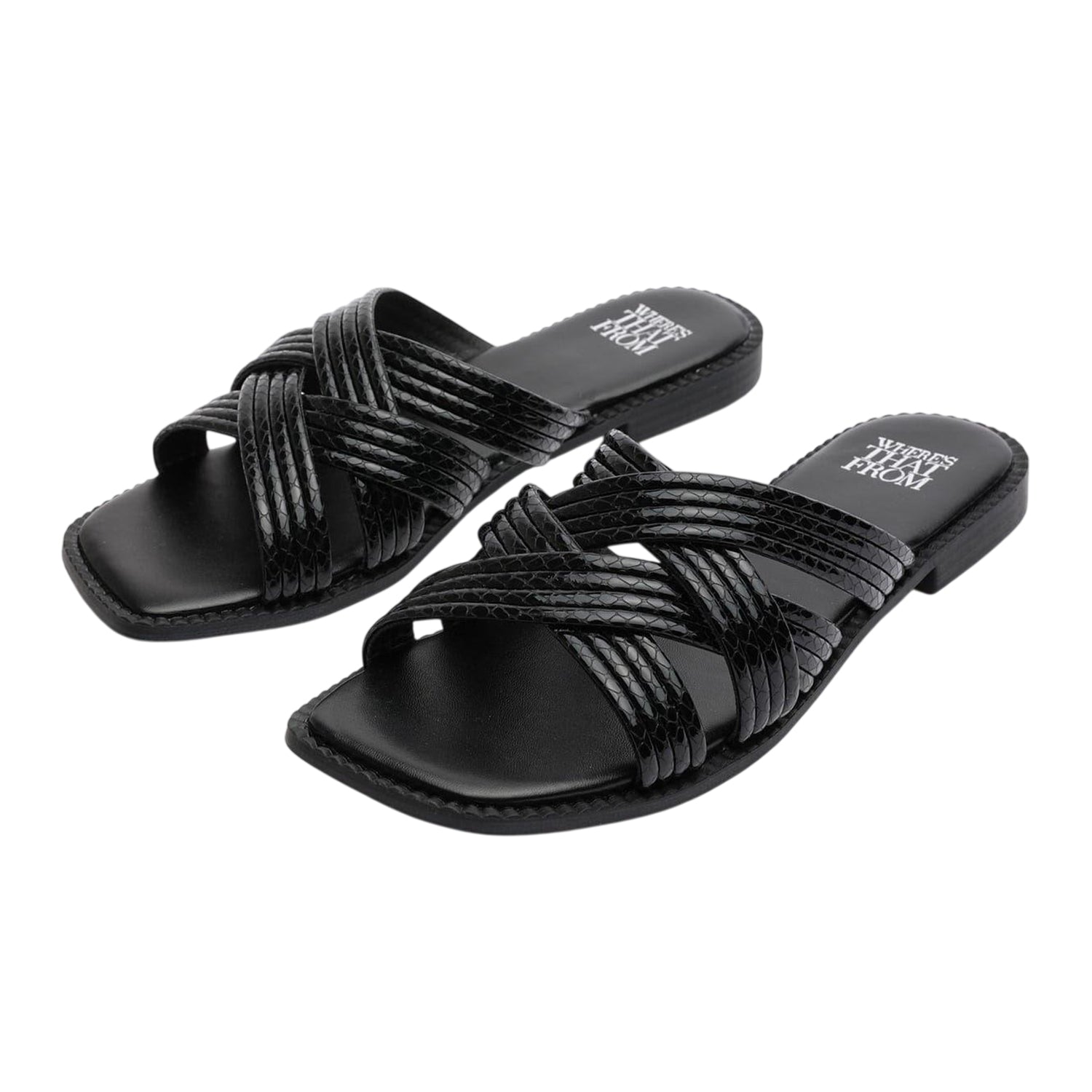 Black - Front - Where´s That From Womens-Ladies Crete Snakeskin Sandals