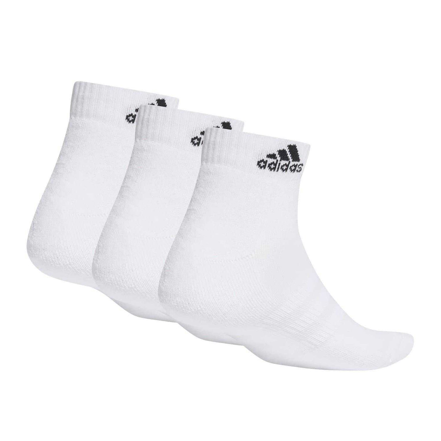 White - Back - Adidas Mens Logo Cushioned Ankle Socks (Pack of 3)