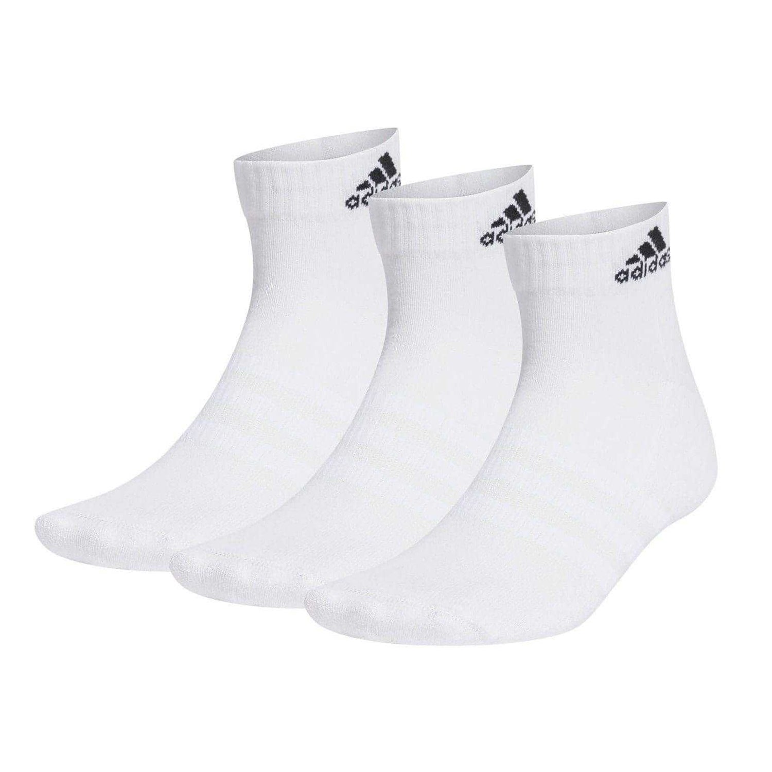 White - Front - Adidas Mens Logo Cushioned Ankle Socks (Pack of 3)