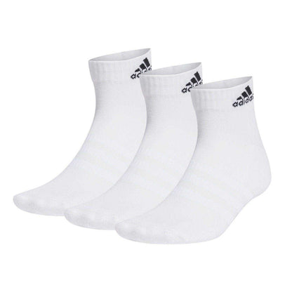 White - Front - Adidas Mens Logo Cushioned Ankle Socks (Pack of 3)