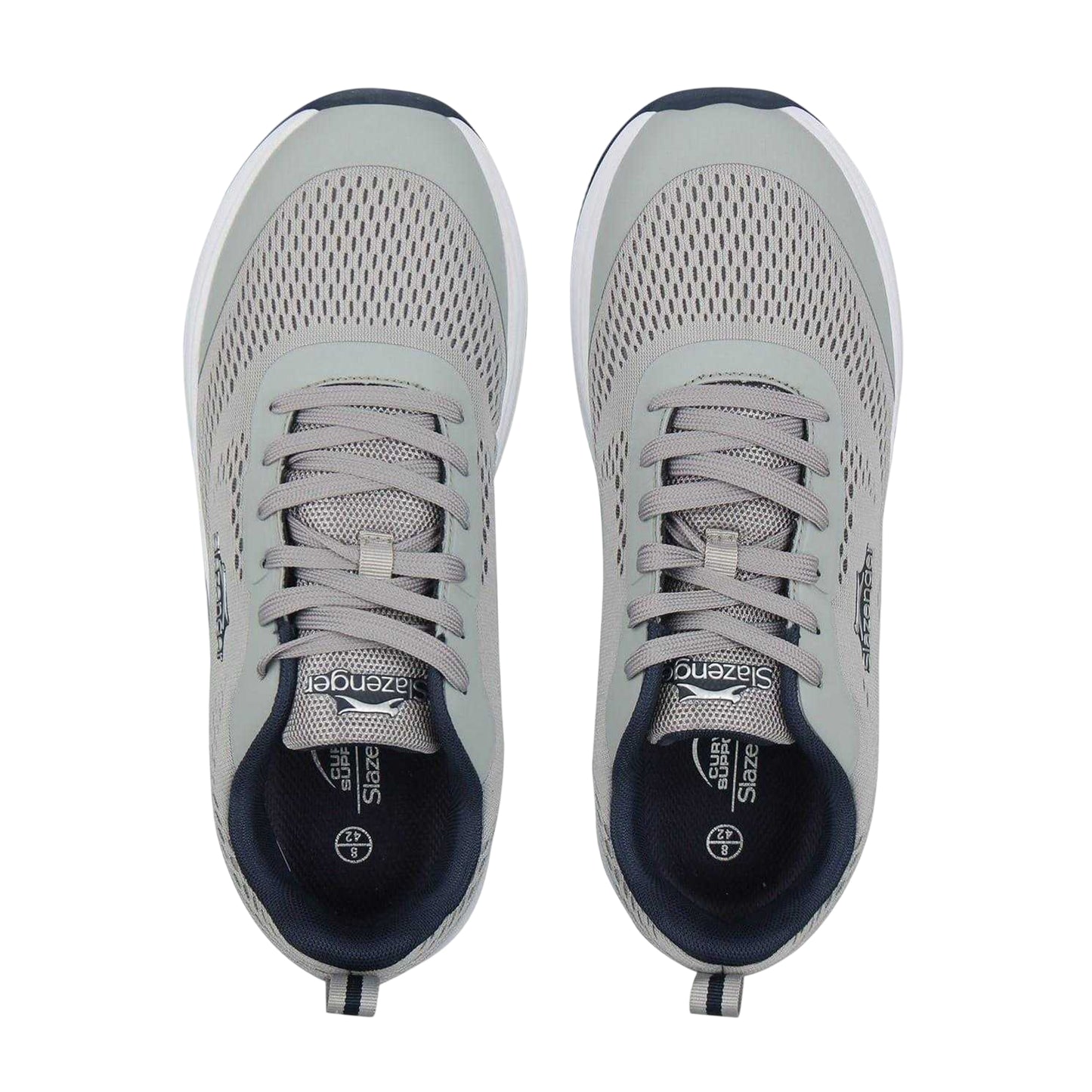 Grey-White - Pack Shot - Slazenger Mens Curve Support Mesh Trainers