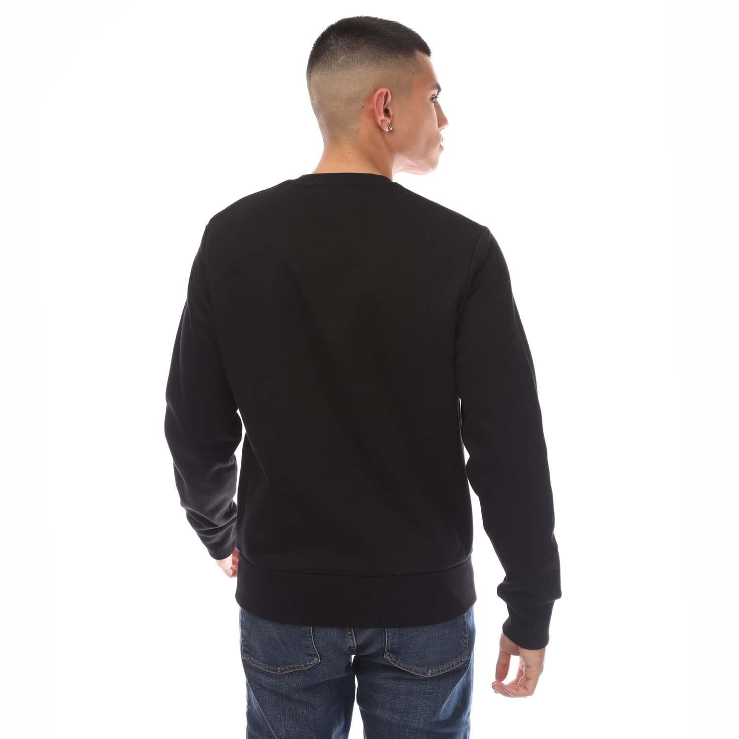 Black - Back - Fred Perry Mens Cross Stitch Crew Neck Sweatshirt