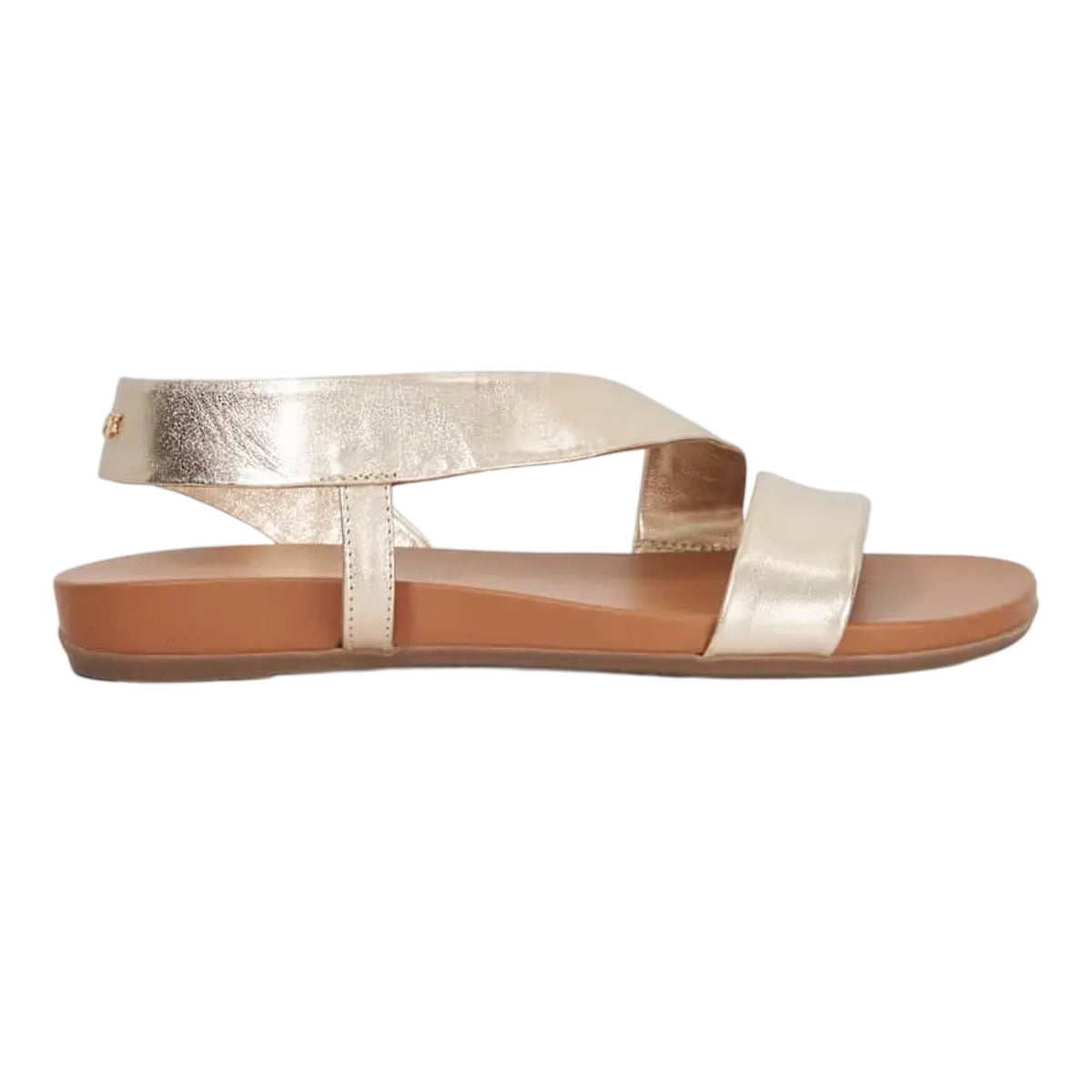 Gold - Side - Dune London Womens-Ladies Lucina Leather Flat Sandals